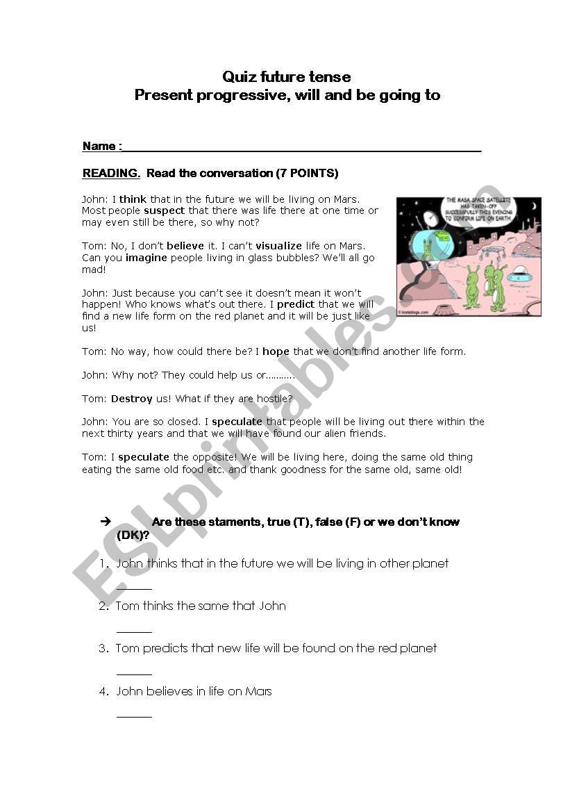 FUTURE TENSE worksheet