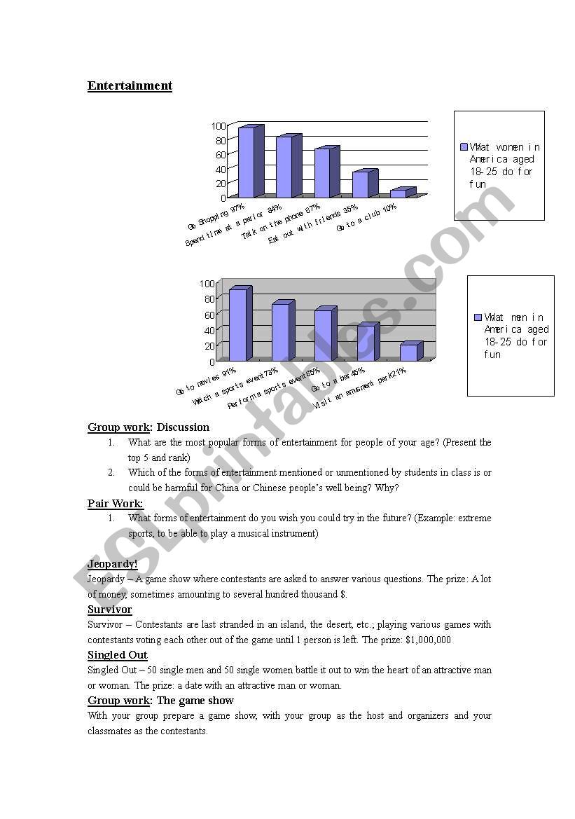 Entertainment worksheet