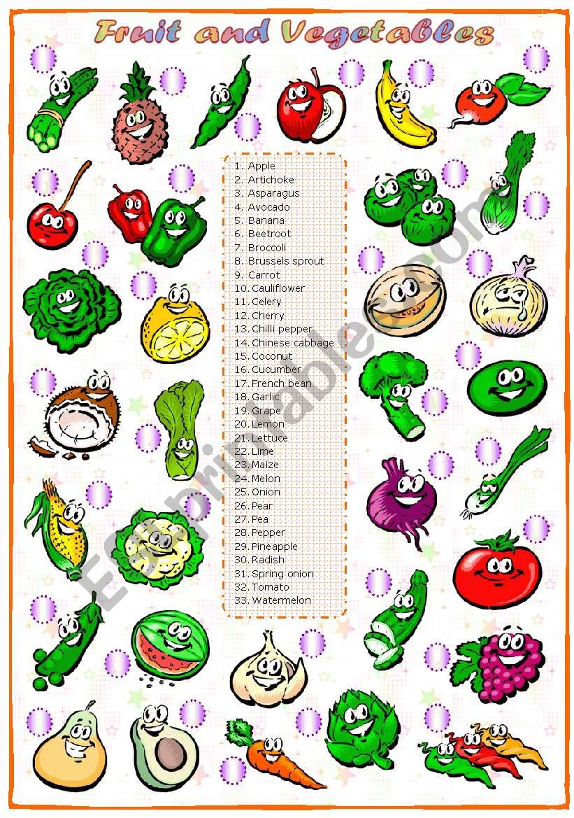 Fruit and vegetables (2 of 3): Matching