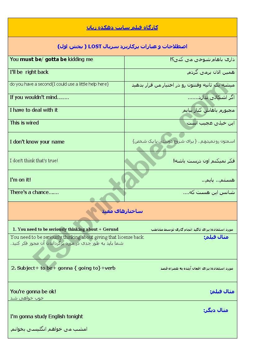 Useful expressions of Lost series with the persian translation