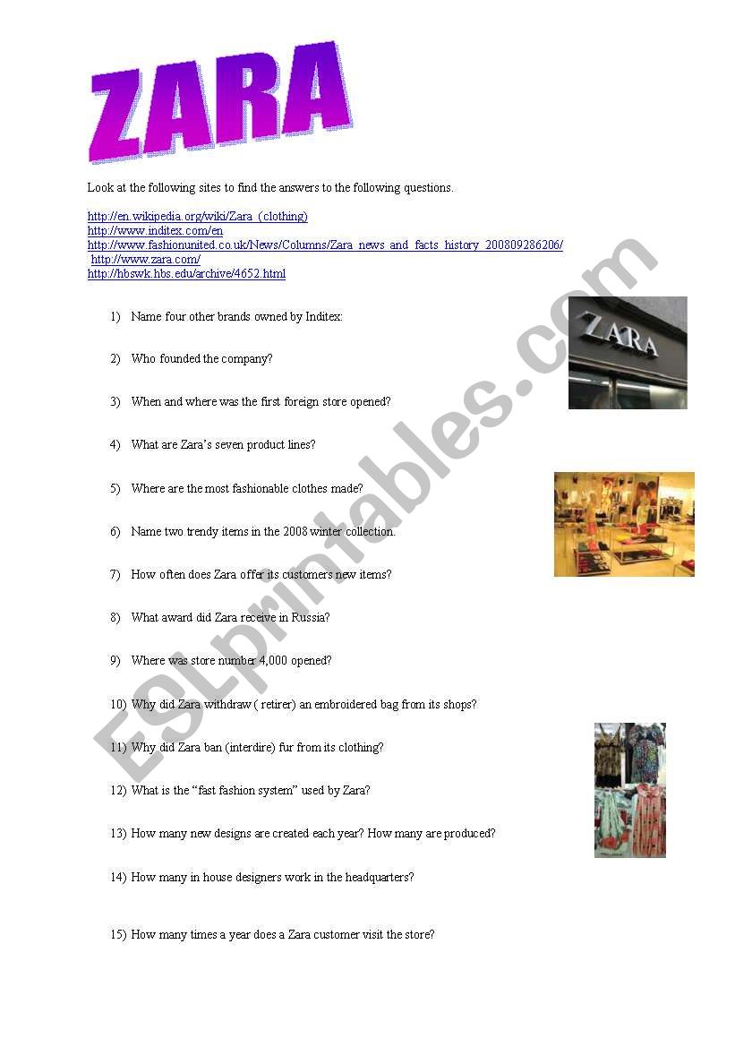 webquest zara store worksheet