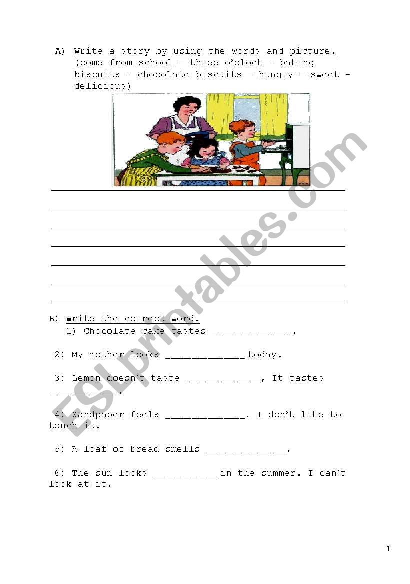 tastes food  worksheet