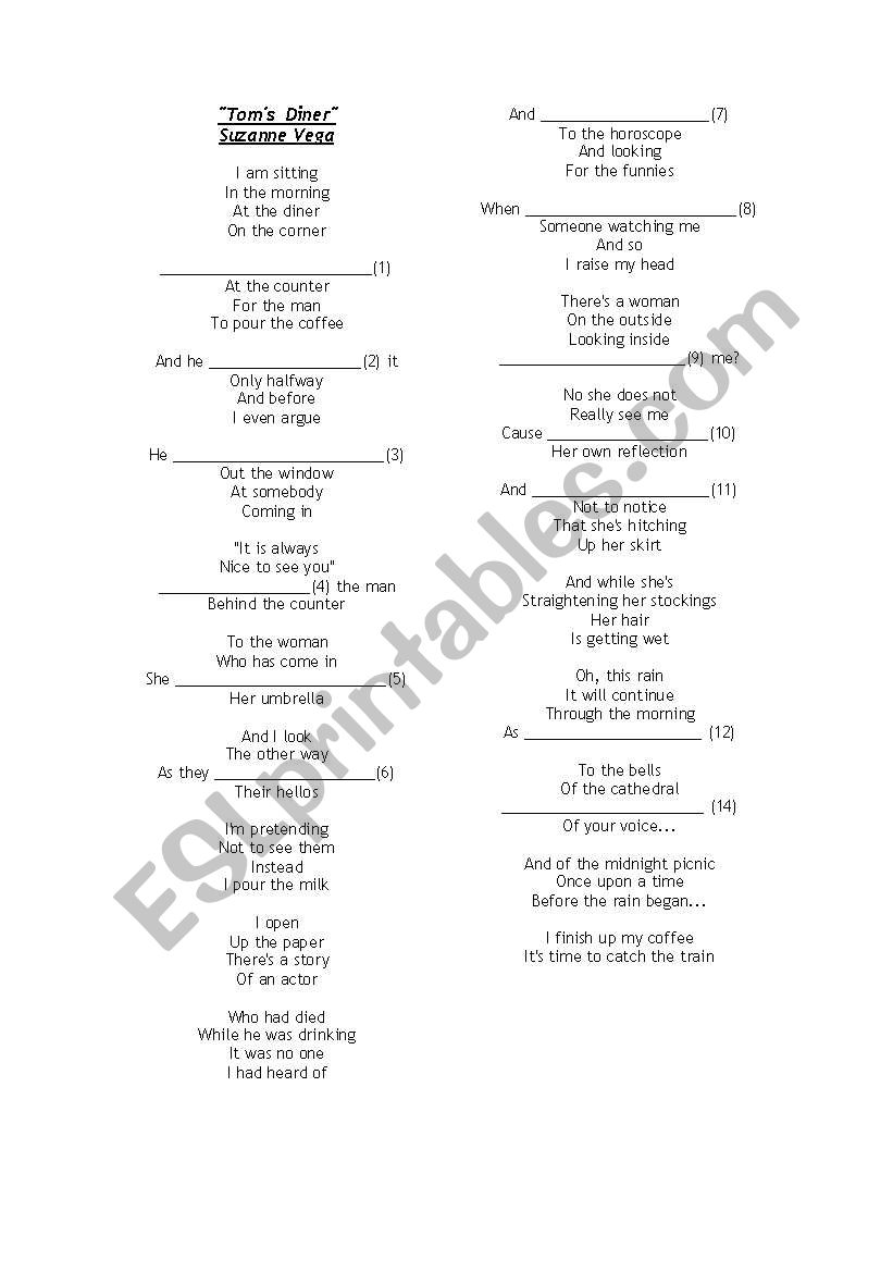 Song - Present continuous worksheet