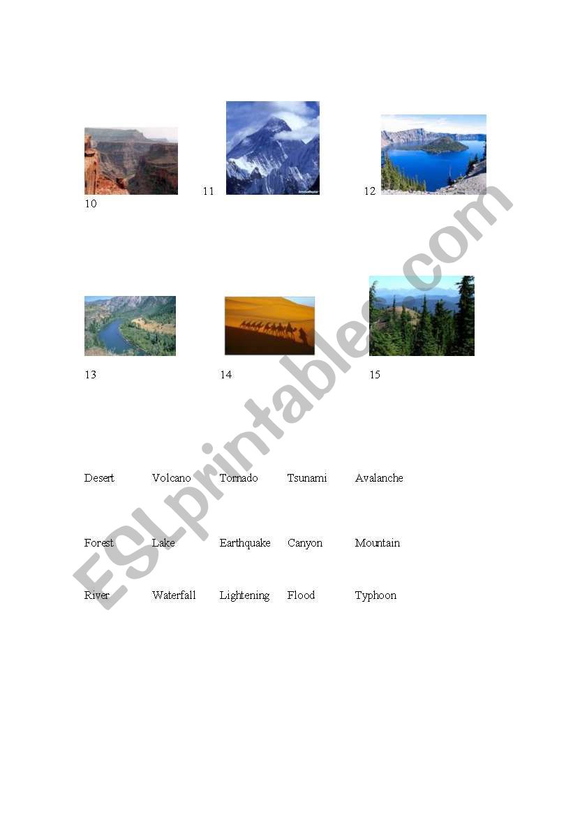 Geography Match vocabulary to pictures2