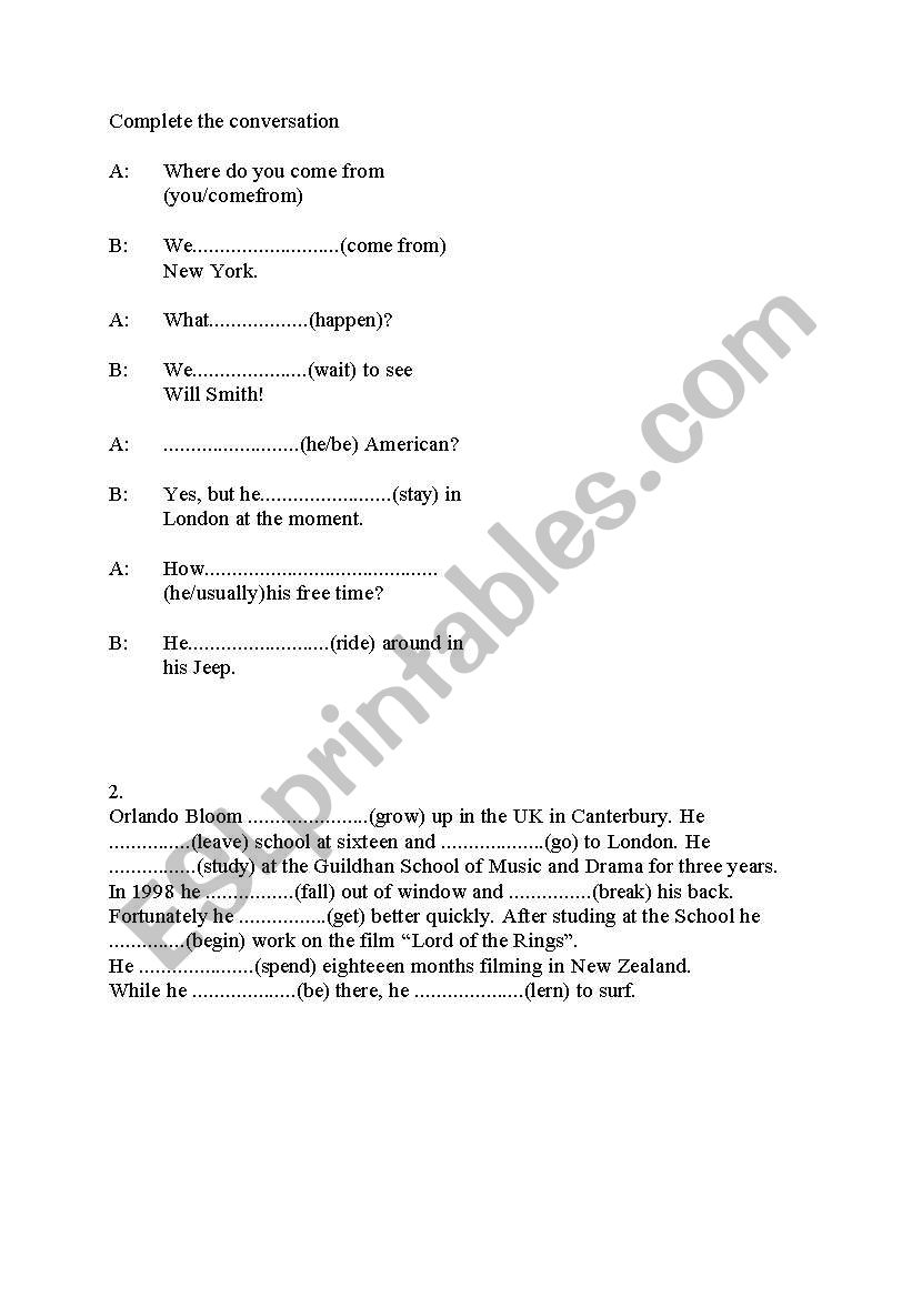 past tenses  worksheet