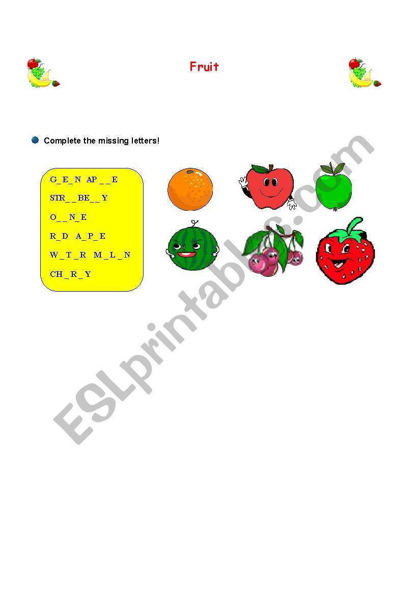 FRUIT worksheet