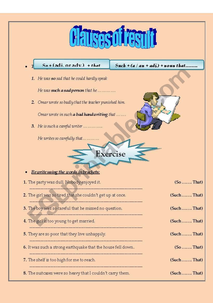 clauses of reason worksheet