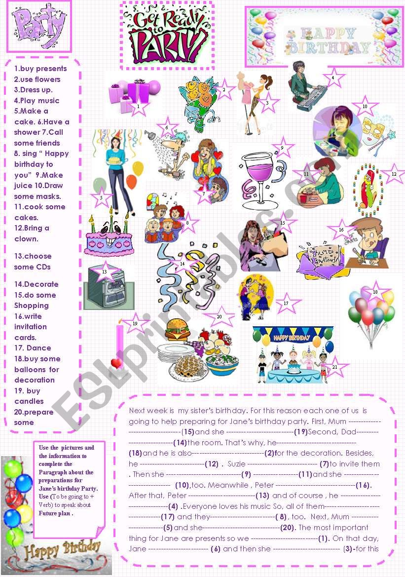 What are they going to do  for JaneÂ´s birthday Party?(+ Key)