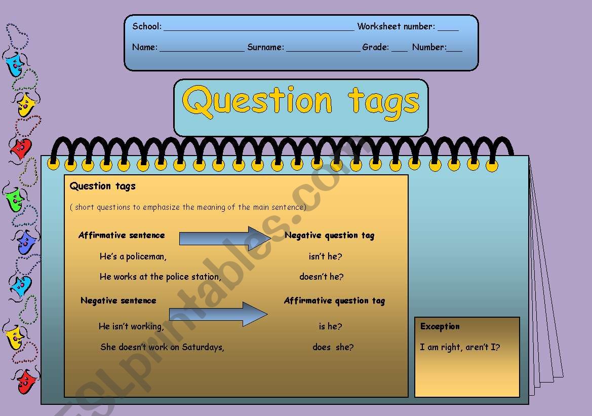 Question tags worksheet