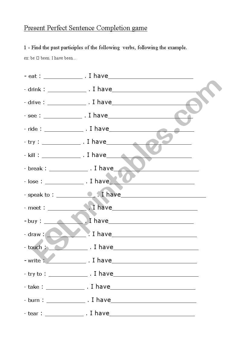 Have you ever...? Present Perfect rapidity game