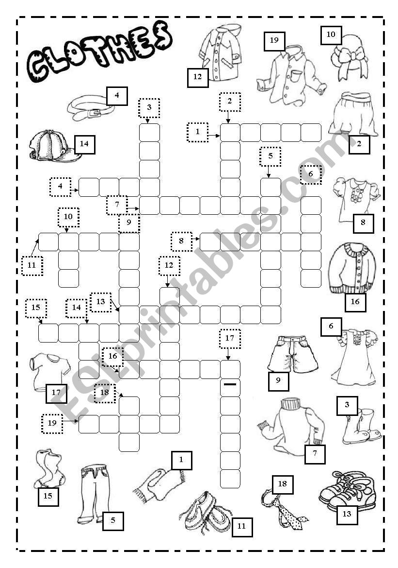 CLOTHES - B/W worksheet