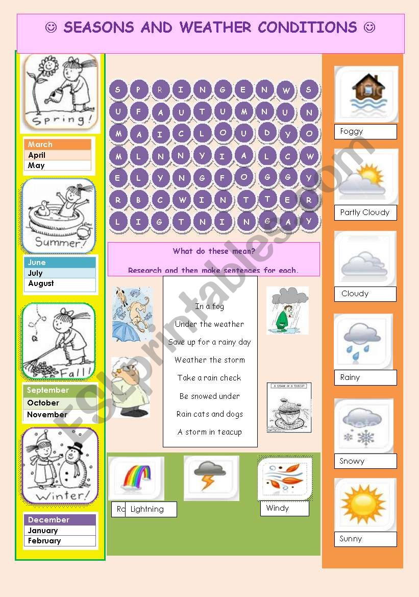 seasons and weather worksheet