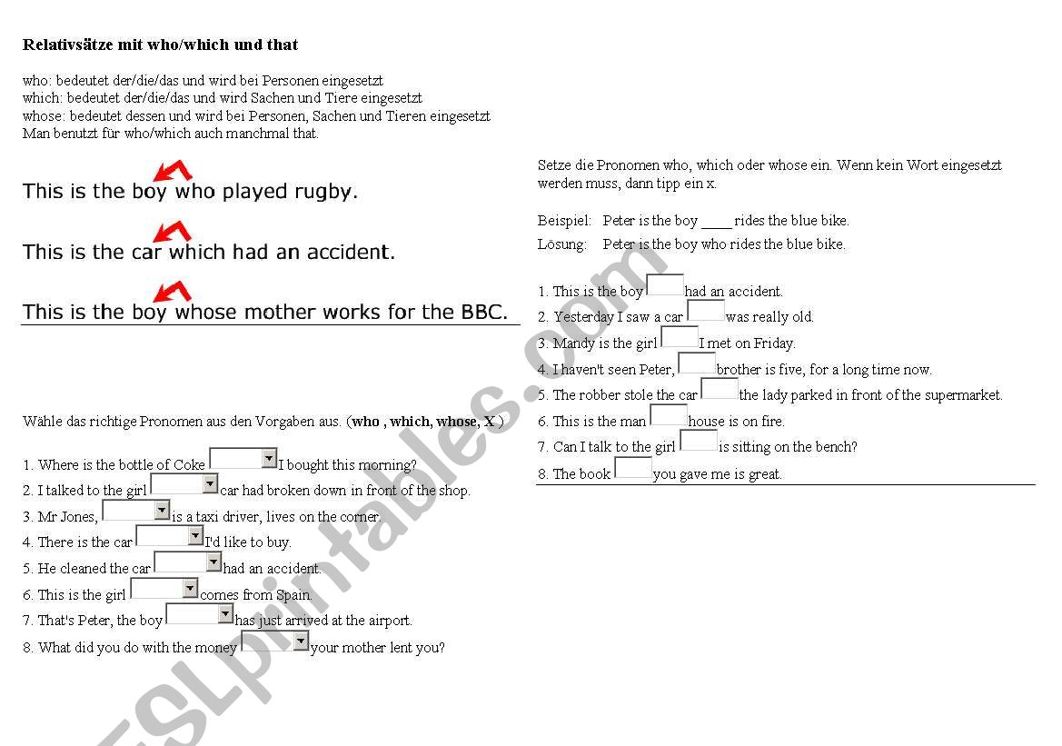 relative clauses worksheet