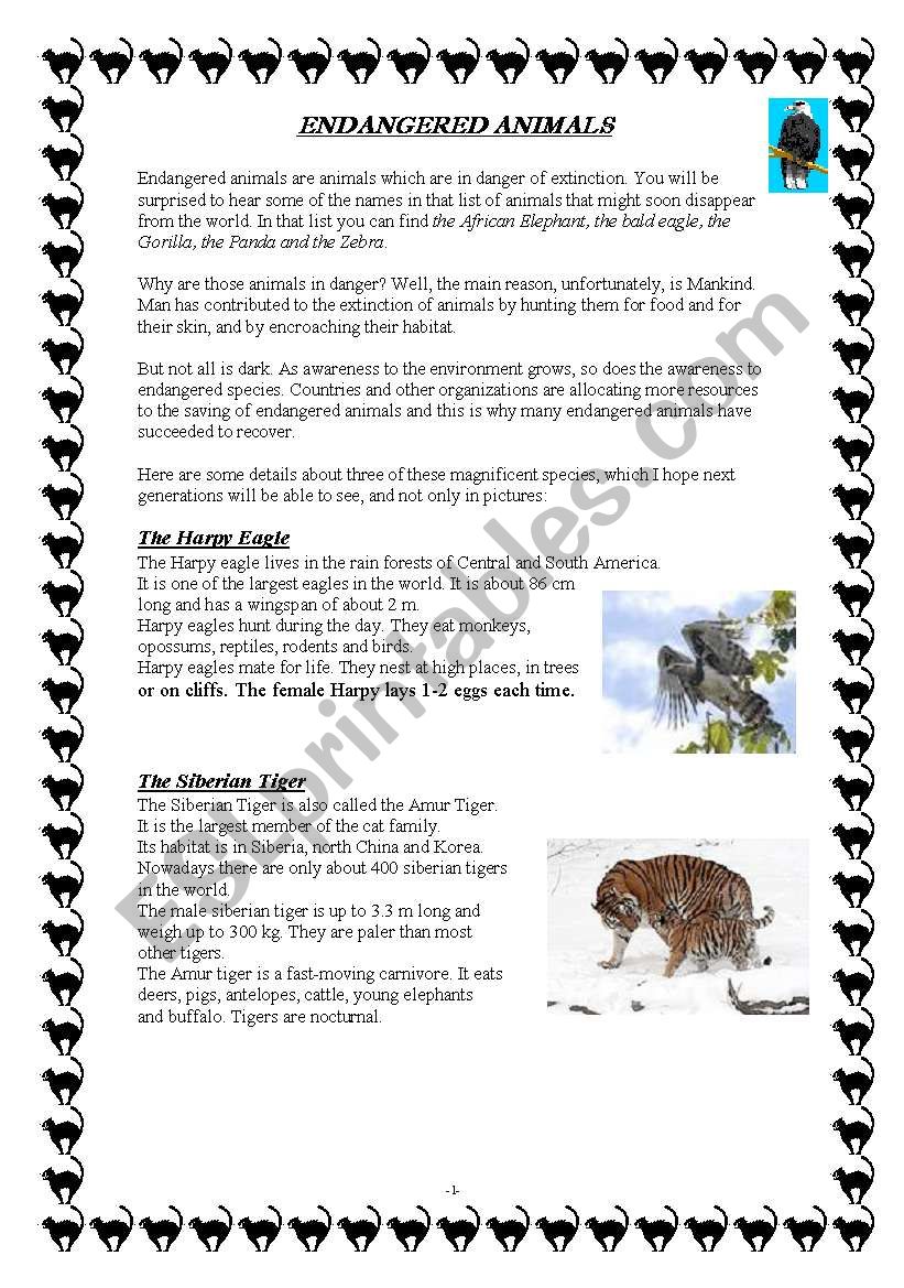 Endangered Animals worksheet