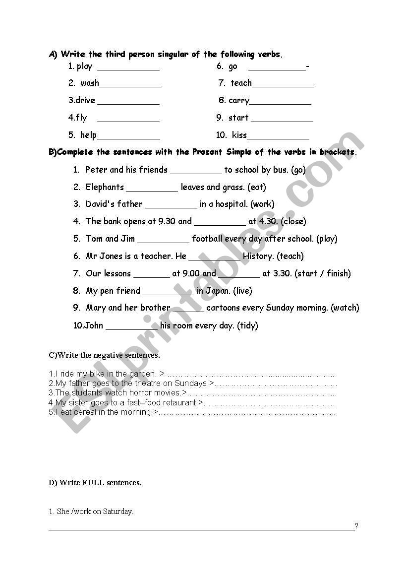 Simple Present Tense worksheet