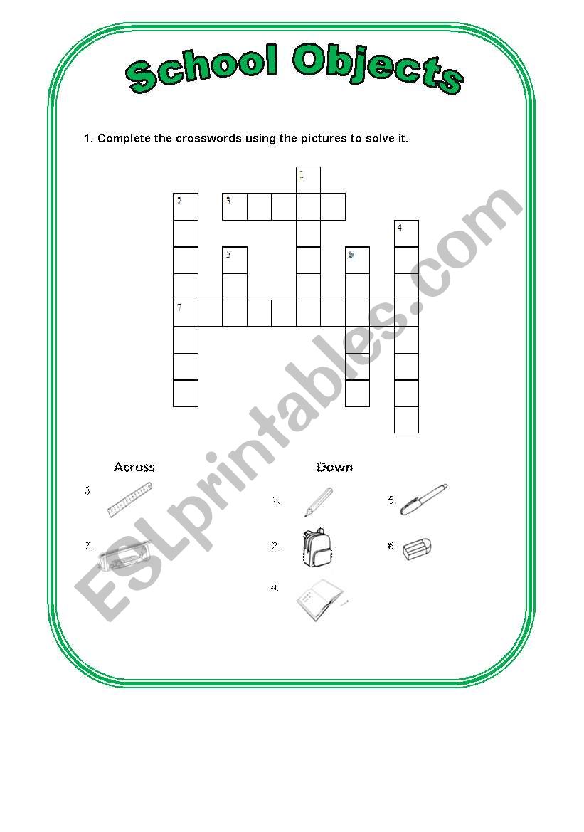 School Objects worksheet