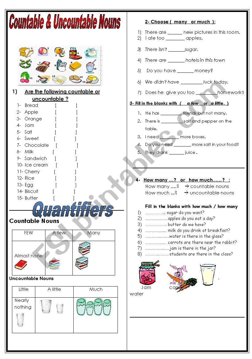 countable  / uncountable nouns + many -much- ( a )few -( a )little