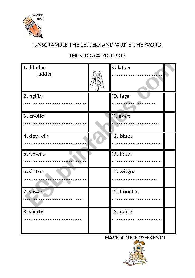 spelling worksheet