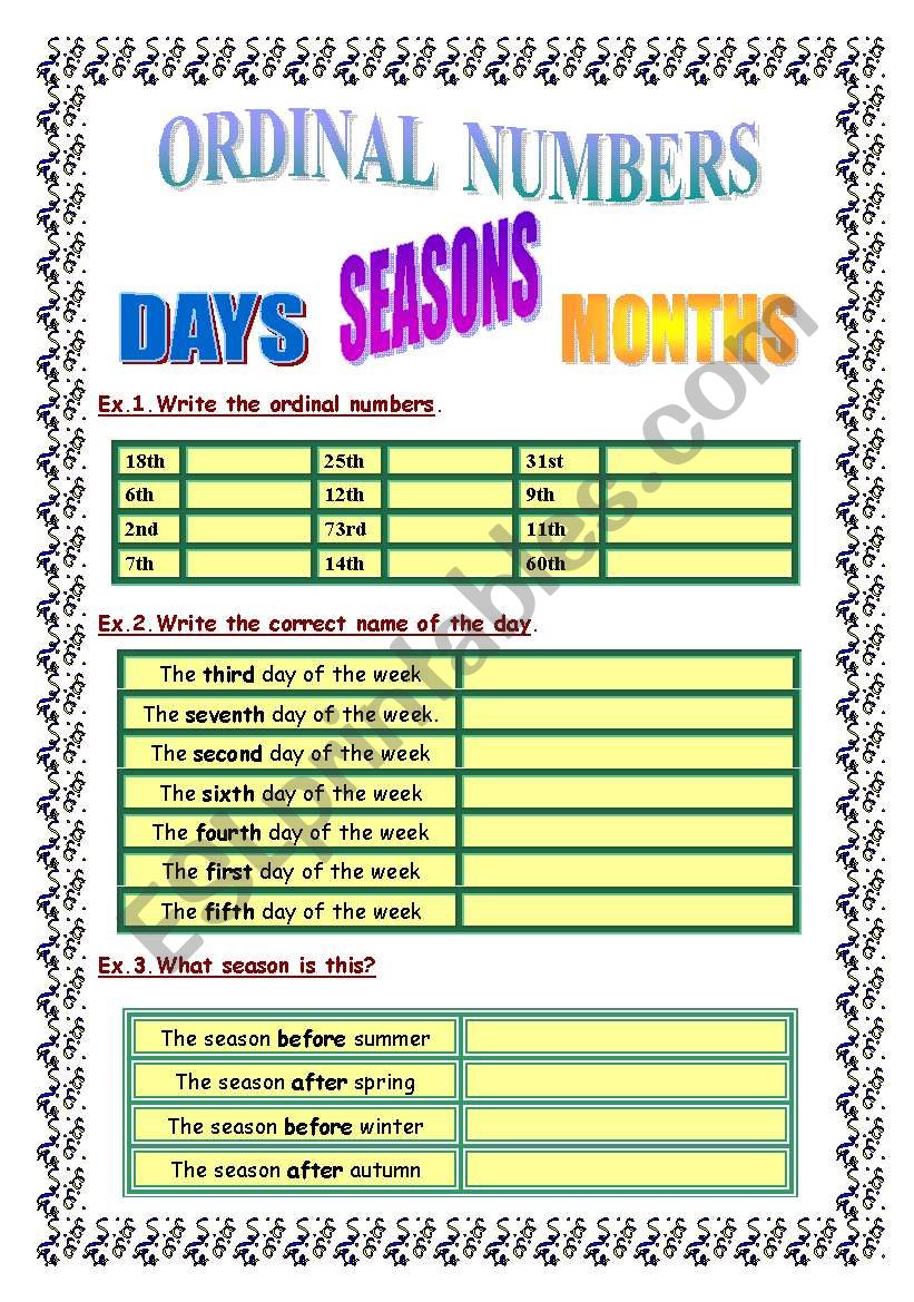 ordinal-numbers-days-seasons-months-esl-worksheet-by-myszka