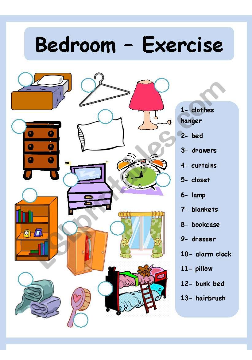 Bedroom - House worksheet