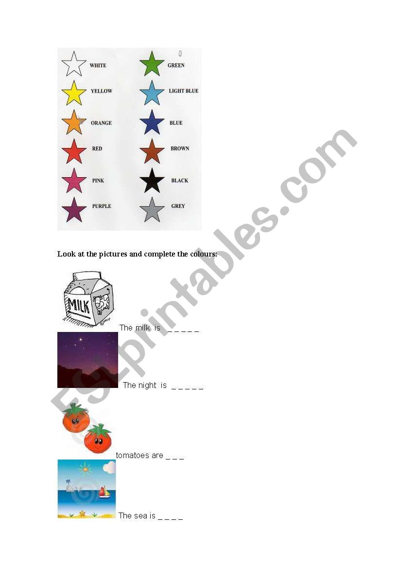 COLOURS worksheet