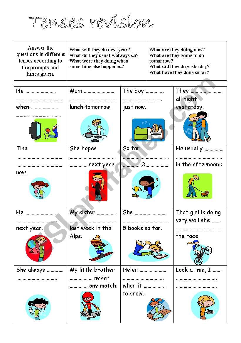 Tenses revision worksheet
