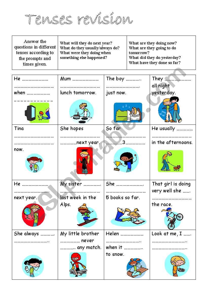 Tenses revision worksheet