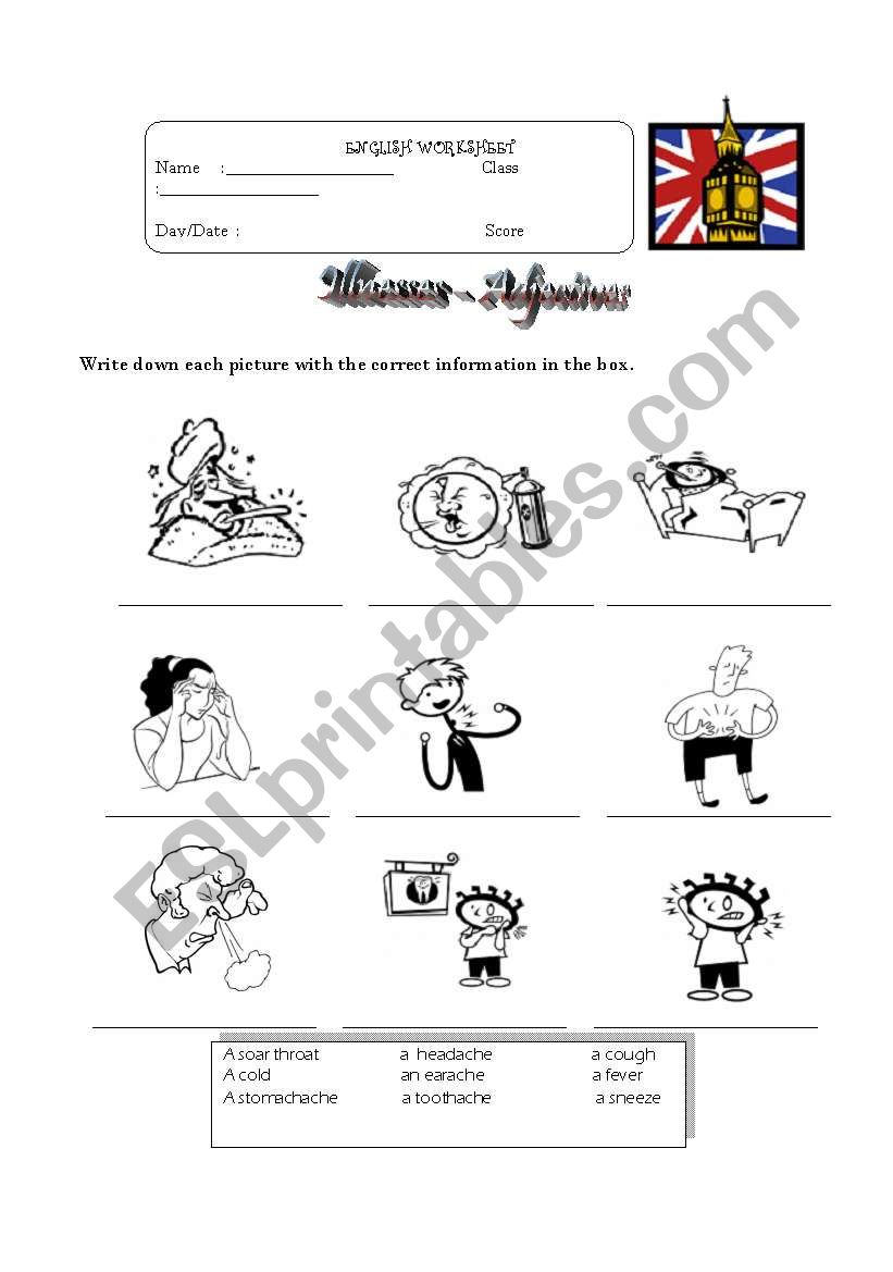 Illnesses - Adjectives worksheet