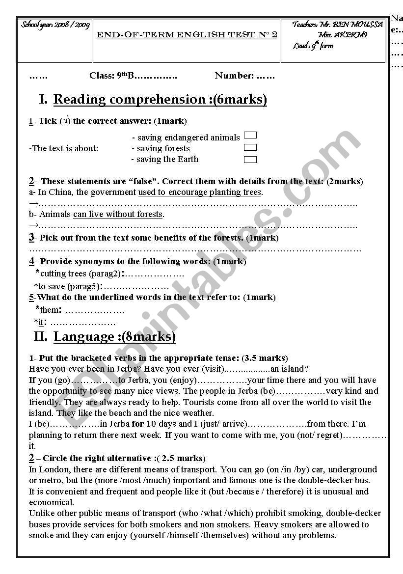 an english test about pollution