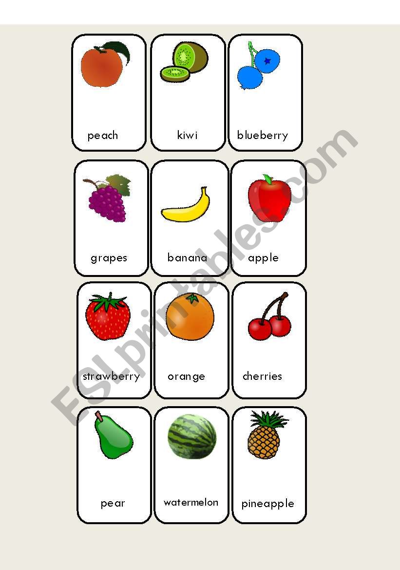 Fruit Flash Cards worksheet