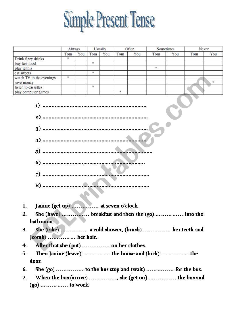 present simple worksheet