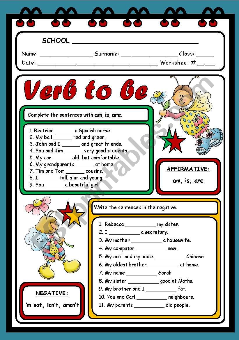 VERB TO BE ( 2 PAGES ) worksheet