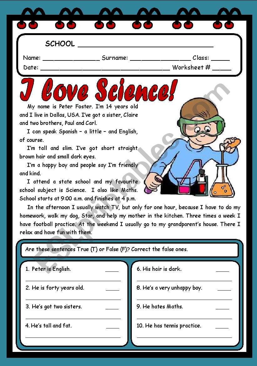 I LOVE SCIENCE! ( 2 PAGES ) worksheet