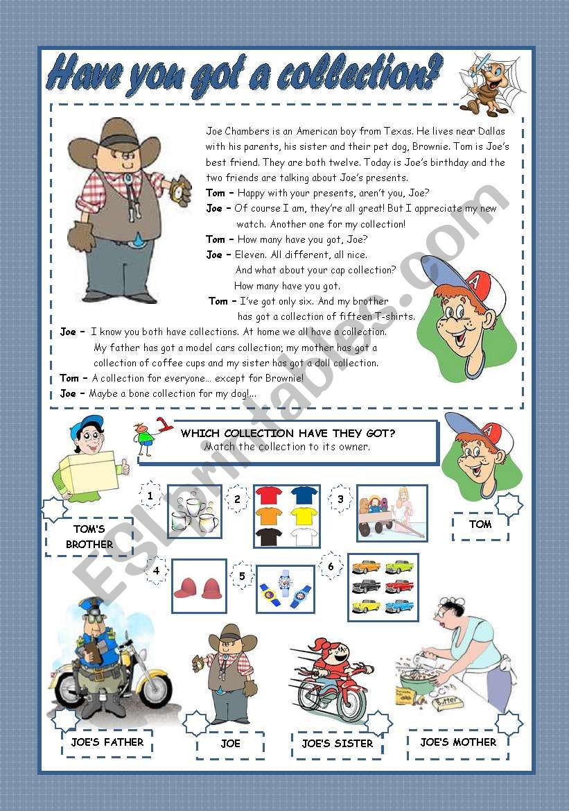 HAVE YOU GOT A COLLECTION? worksheet