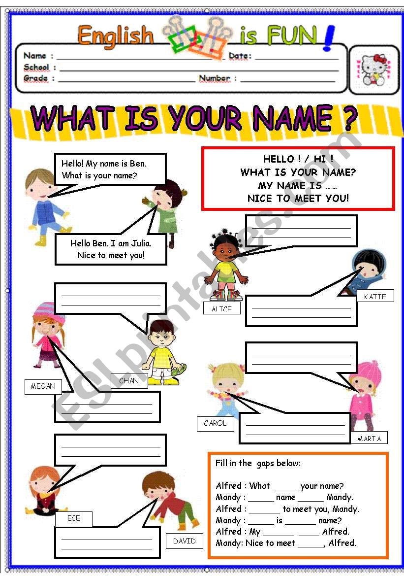 WHAT IS YOUR NAME? worksheet