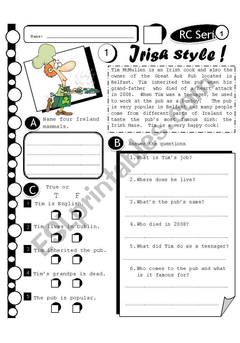 RC Series 14 - Irish Style (Fully Editable + Answer Key)