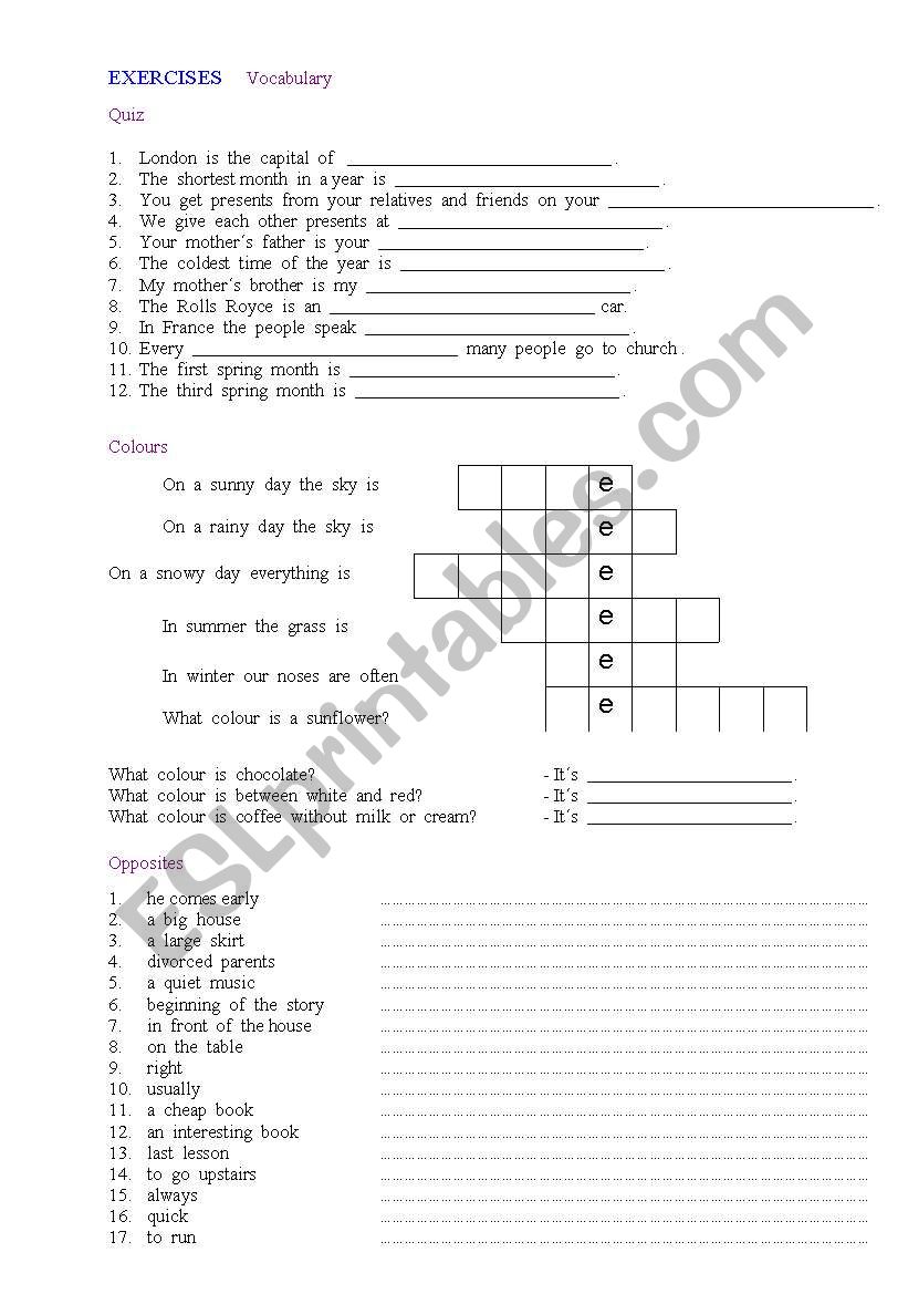 Mix exercises worksheet