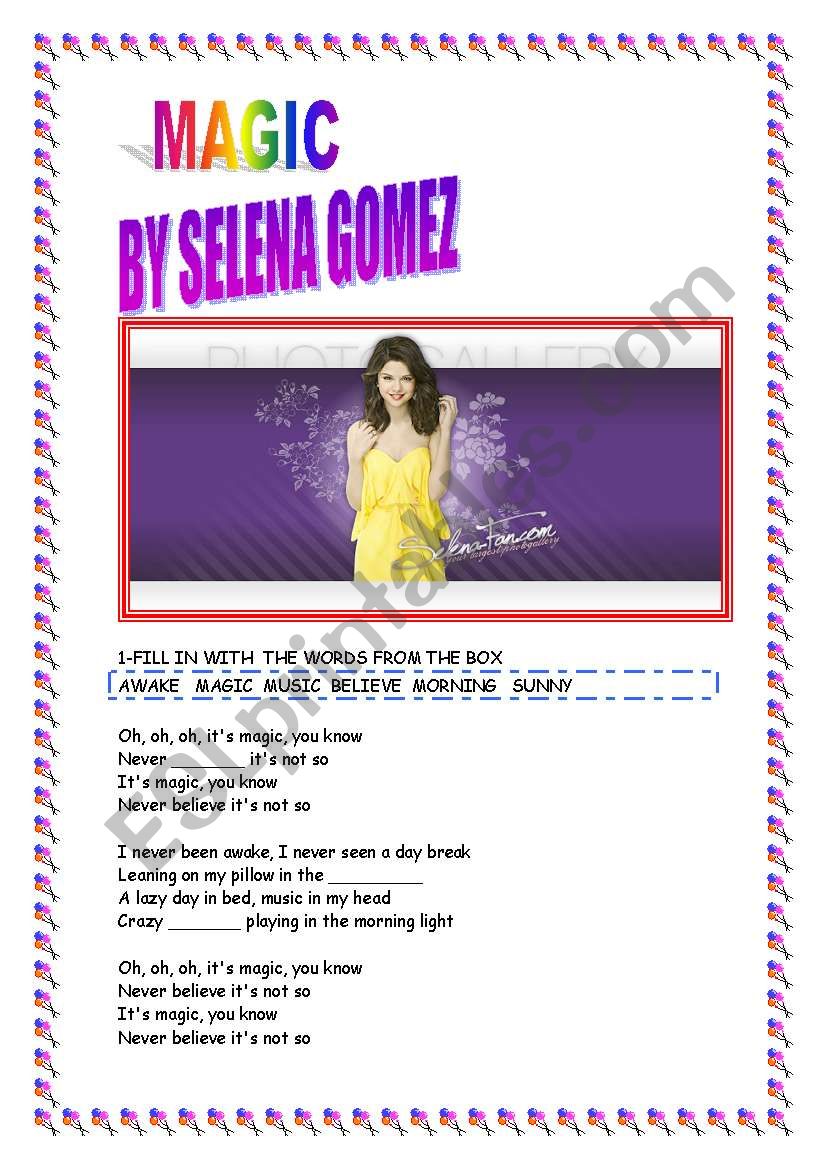 song MAGIC BY SELENA GOMEZ worksheet