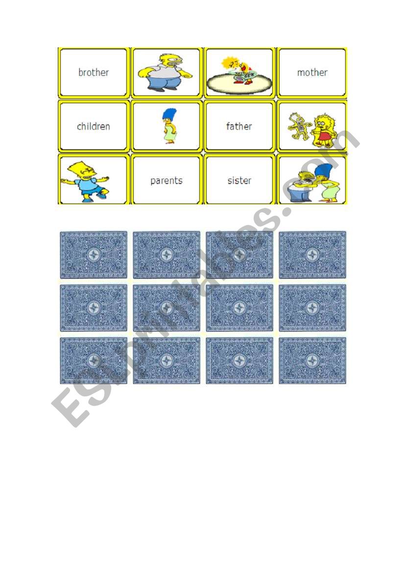 family_memory_game worksheet