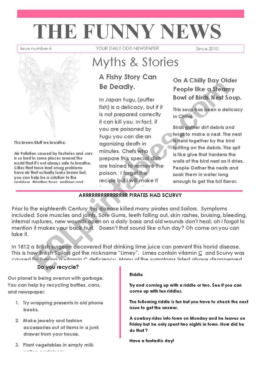 6 Funny news Issue  worksheet