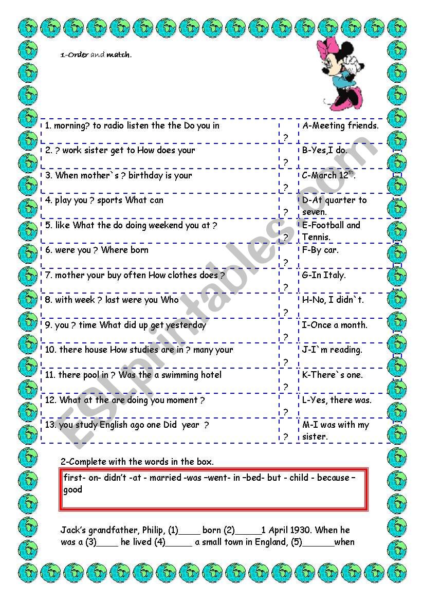 SIMPLE PAST TENSE worksheet