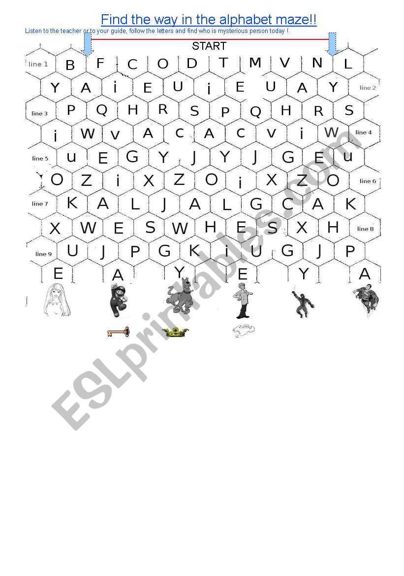 Alphabet maze worksheet
