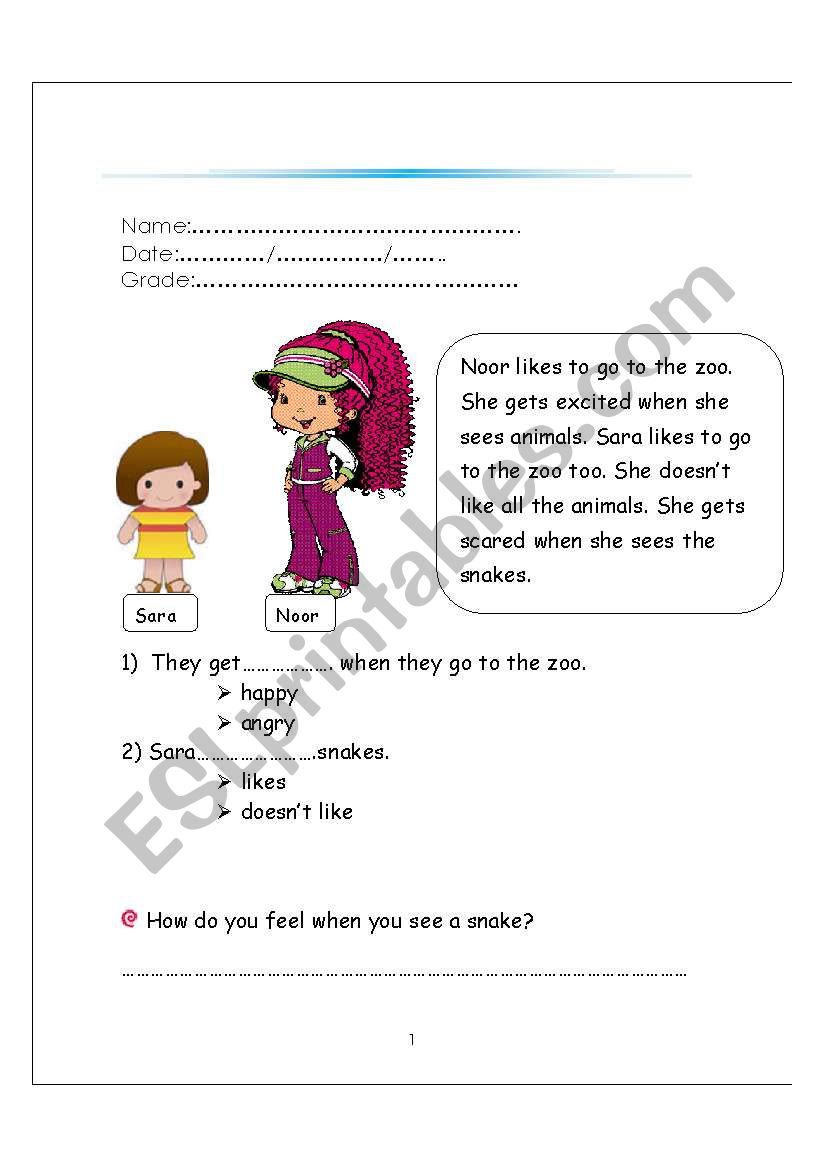 simple reading exercise worksheet