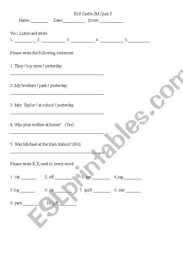 quiz sample for intermidiate level