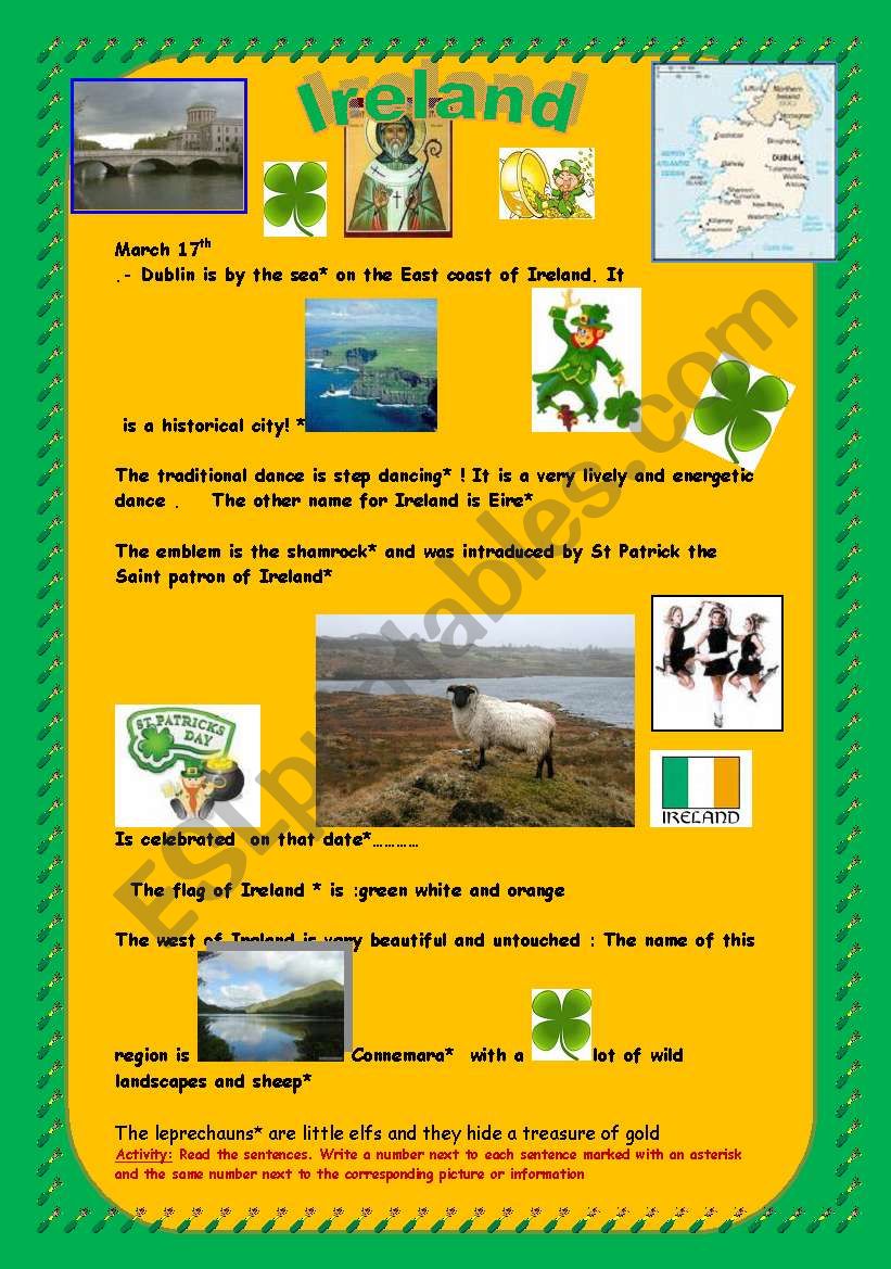 Ireland: The emerald island worksheet