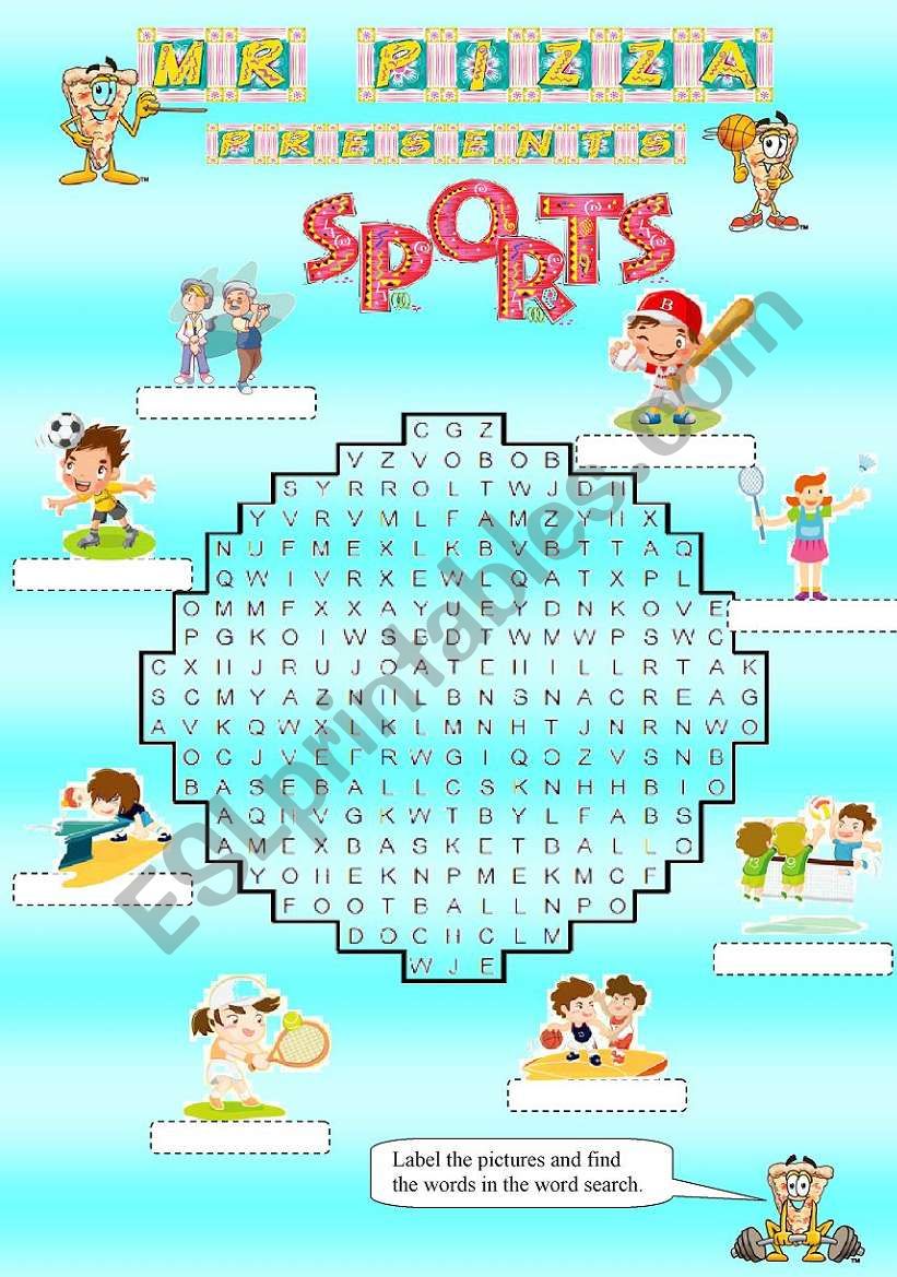 Mr. Pizzas Sports word search