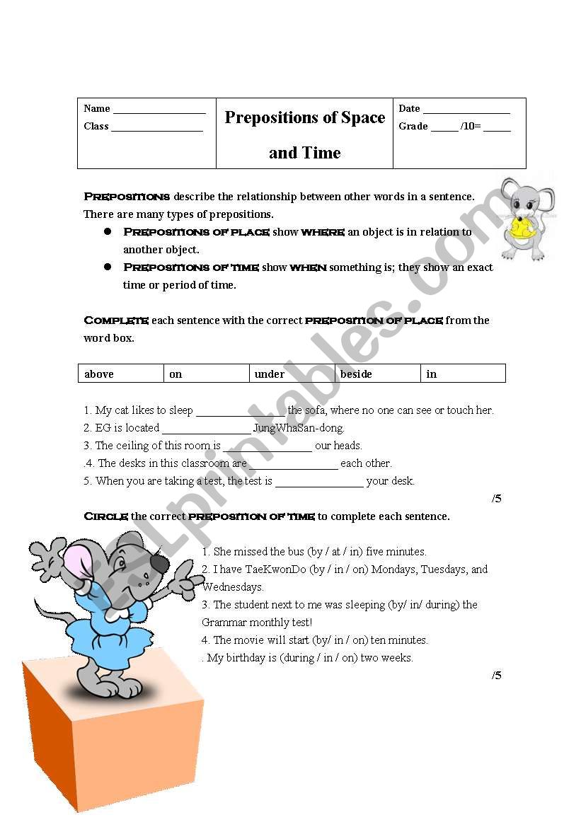 Prepositions of Space and Time