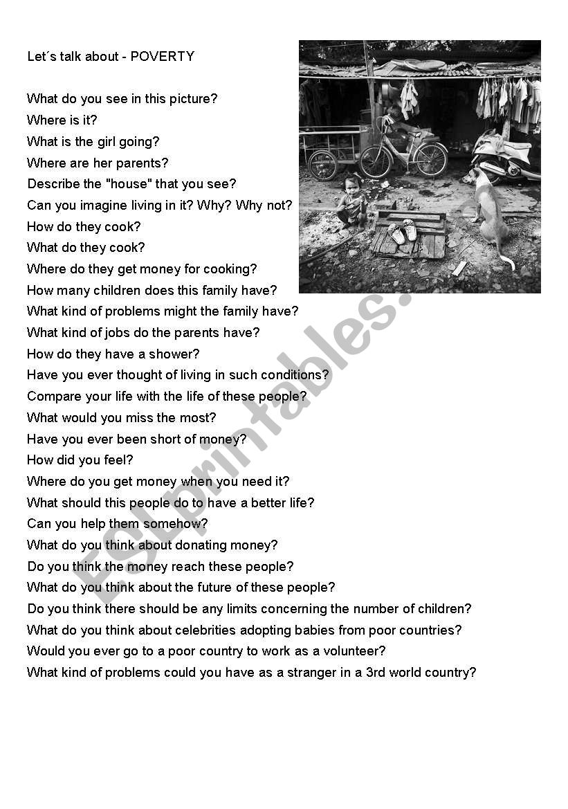 LetÂ´s talk about POVERTY worksheet