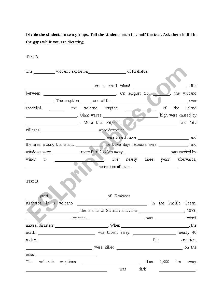 Dictation worksheet