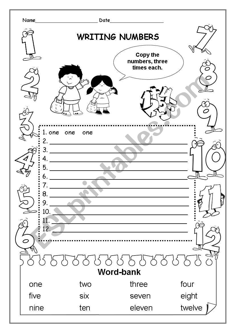 PART1/3   WRITING NUMBERS  1- 12